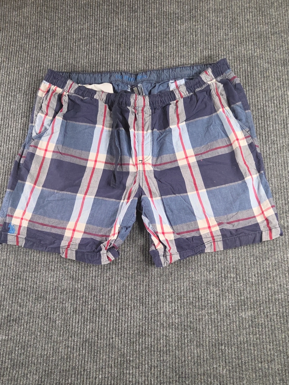 U.S. Polo Assn. Navy Plaid Cotton Drawstring Shorts